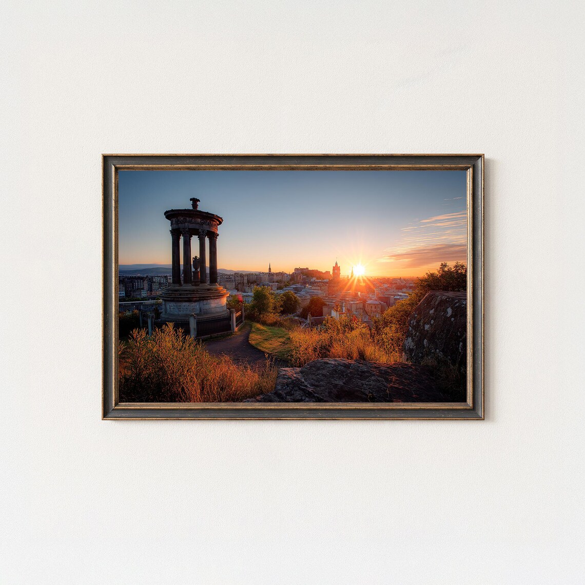 Edinburgh Scotland Print Calton Hill Sunset Historic Cityscape