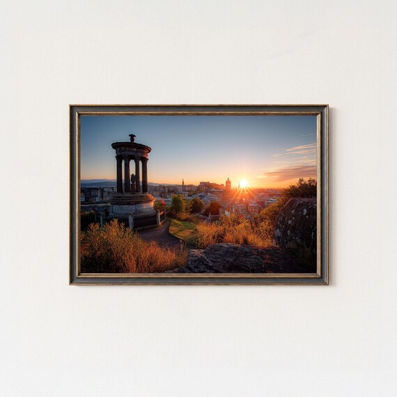 Edinburgh Scotland Print Calton Hill Sunset Historic Cityscape
