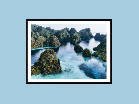 Tropical Island Archipelago Aerial View Turquoise Blue Lagoon Poster