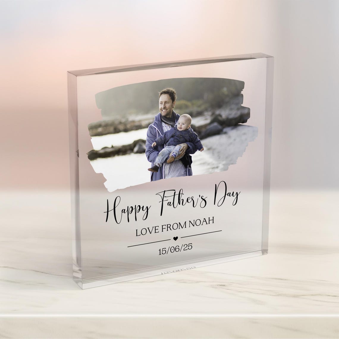 Happy Fathers Day Dad Photo Keepsake Personalised Acrylic Block Print