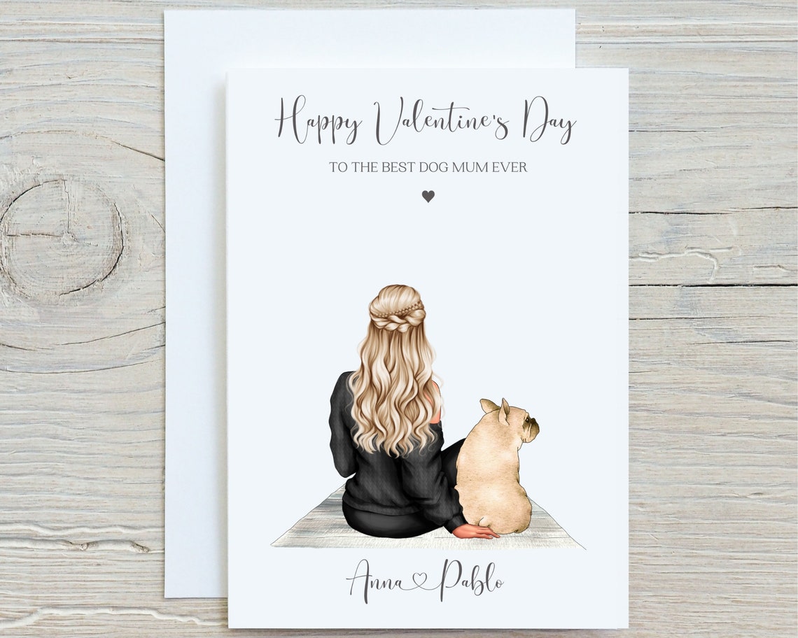 Personalized Dog Mum Valentine's Day Card Bulldog Keepsake Print