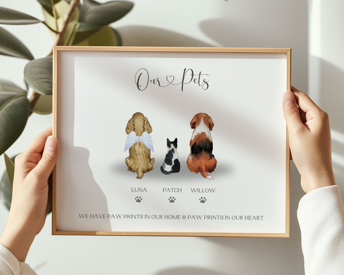 Personalized Family Pet Portrait, Memorial Art Print