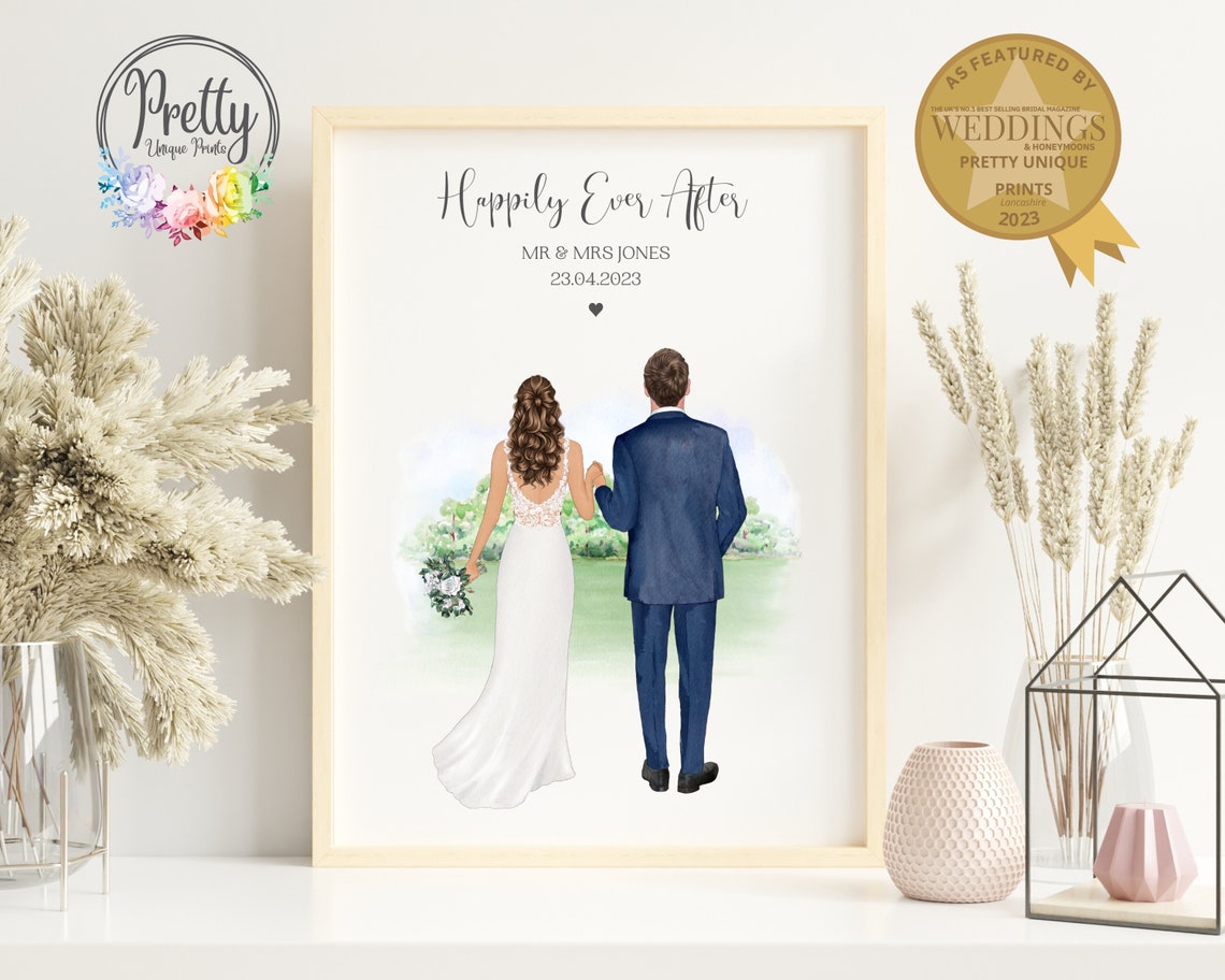Wedding Gift For Couple Personalised Bride And Groom Print Mr Mrs Gift Wedding Keepsake Happily Ever After Print