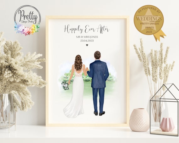 Wedding Gift For Couple Personalised Bride And Groom Print Mr Mrs Gift Wedding Keepsake Happily Ever After Print