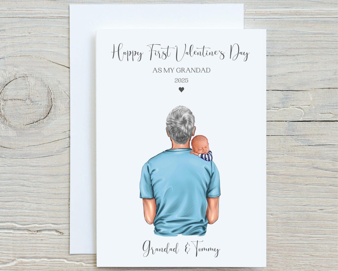 Personalised First Valentines Day As My Grandad 2025 Card Print