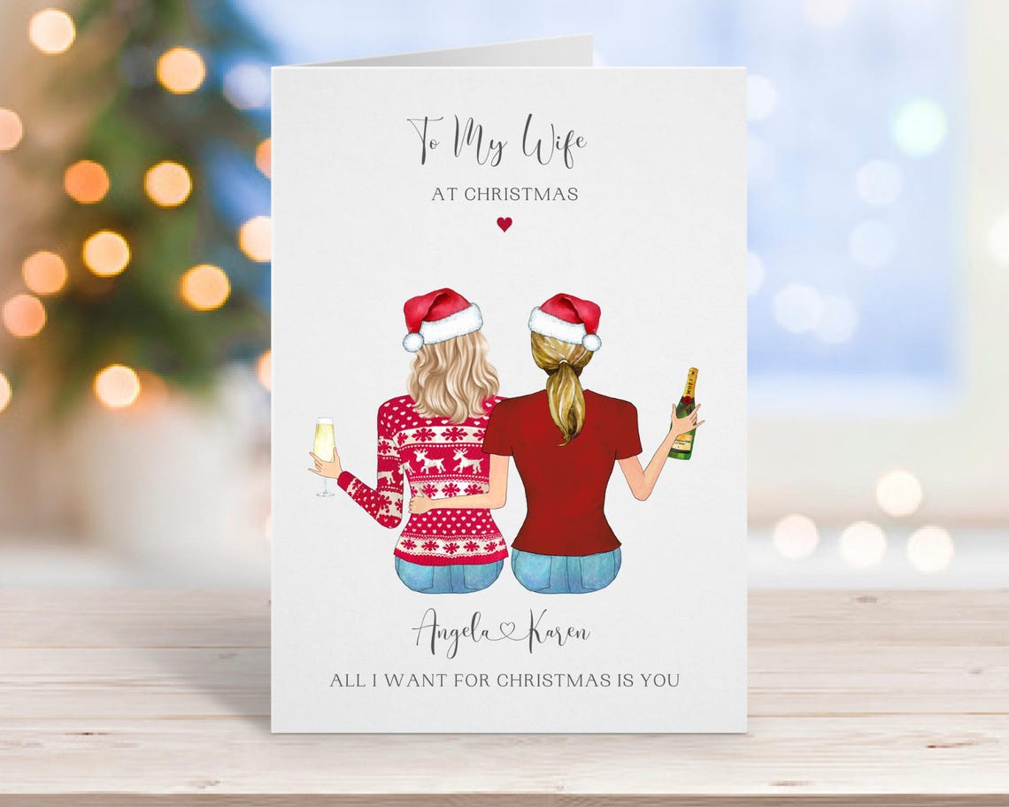 Personalised Christmas Card For Wife Same Sex Christmas Card To My Wife At Christmas Card Lesbian Couple Card