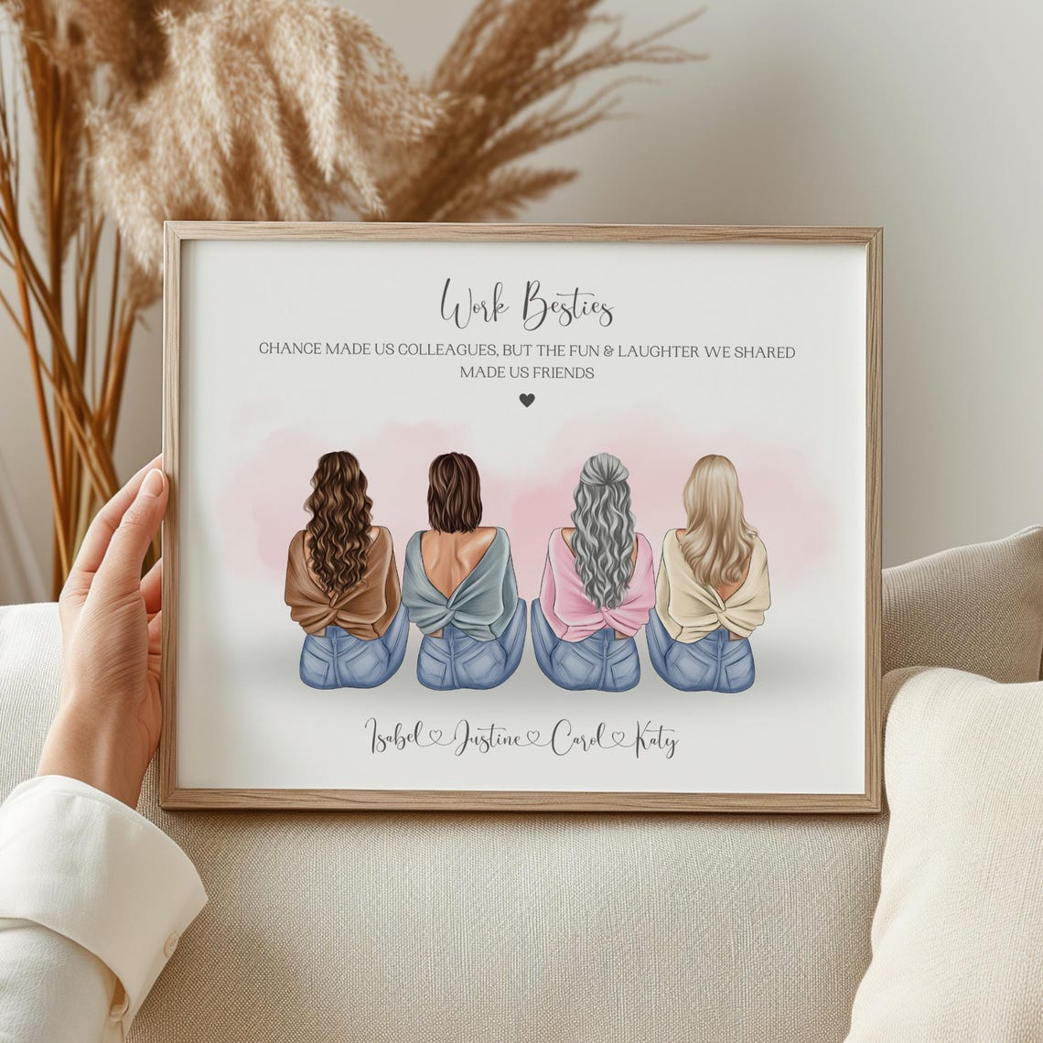 Personalised Work Besties Group of Four Quote Keepsake Poster