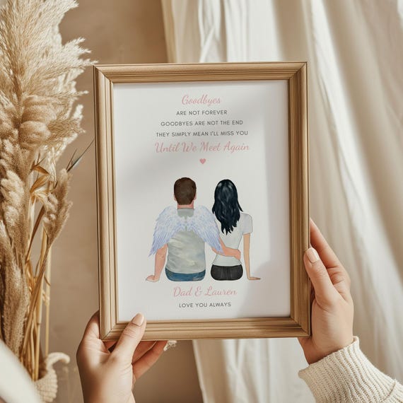 Personalised Angel Wings Goodbye Quote Memorial Keepsake Print