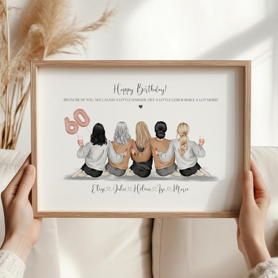 60th Birthday Print Personalised 60th Birthday Group Friendship Print 60th Birthday Gifts Birthday Gift For Her Friendship Print