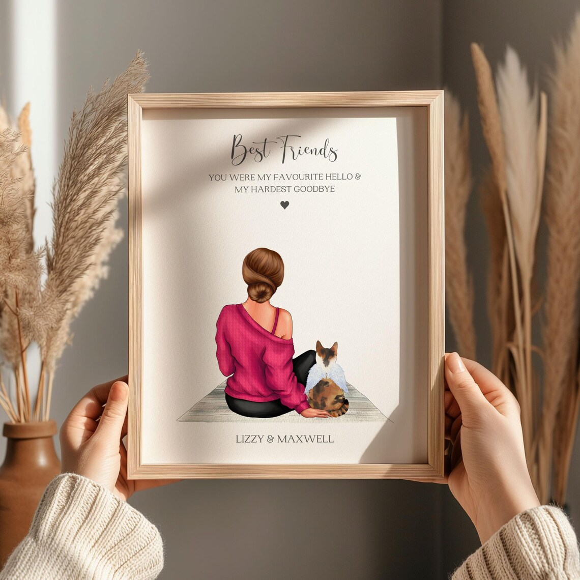 Cat Memorial Best Friends Angel Wings Tribute Keepsake Print