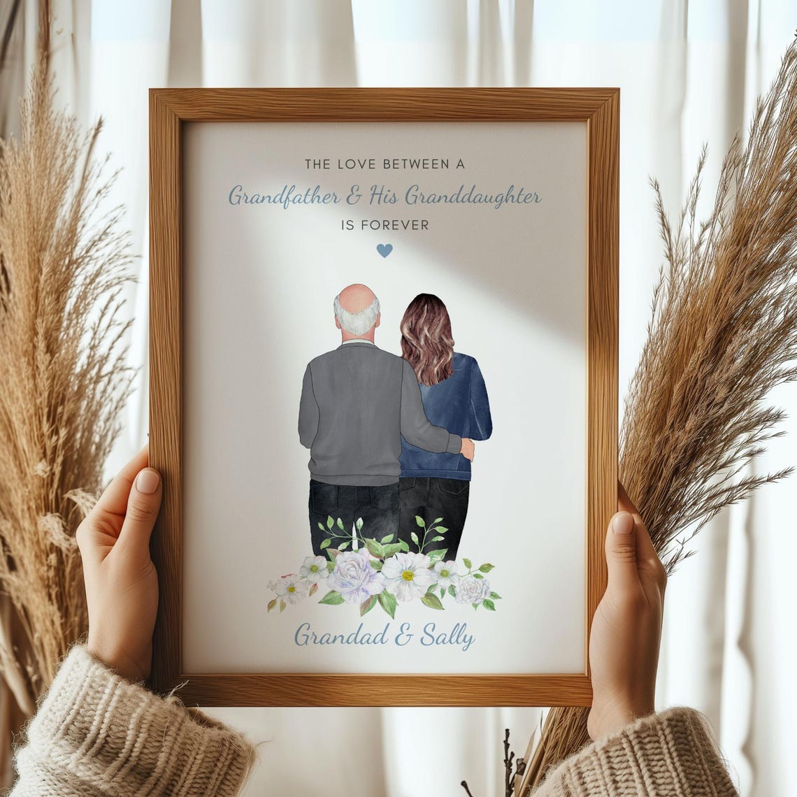 The Love Between A Grandfather And Granddaughter Floral Poster