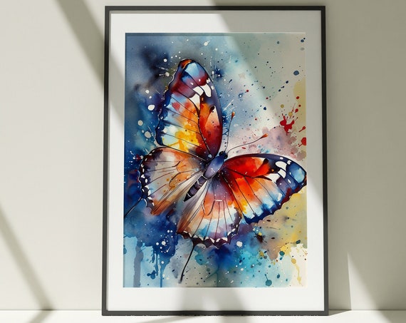 Butterfly Painting Wall Art Poster Gift Watercolor Colorful Animal Painting Illustration Nature Wall Art Home Decor Print