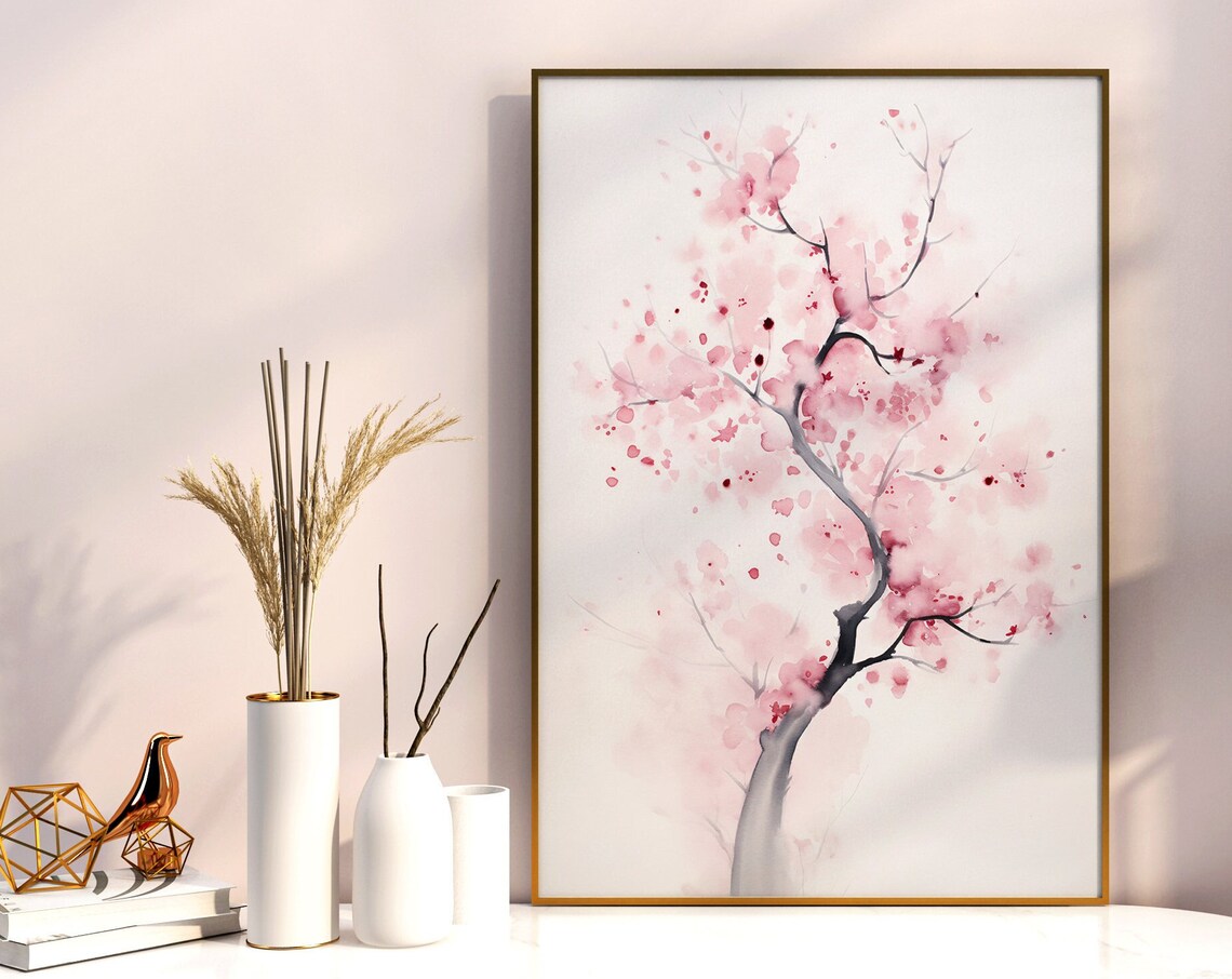 Minimalist Pink Blossom Tree Watercolor Delicate Branch Poster - Image 5