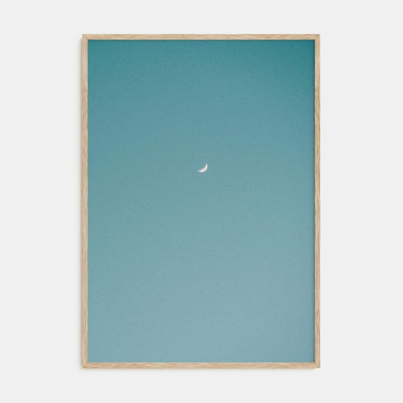 Crescent Moon Print Fine Art Color Photography Poster Celestial Wall Art Decor Night Sky Print For Home Office