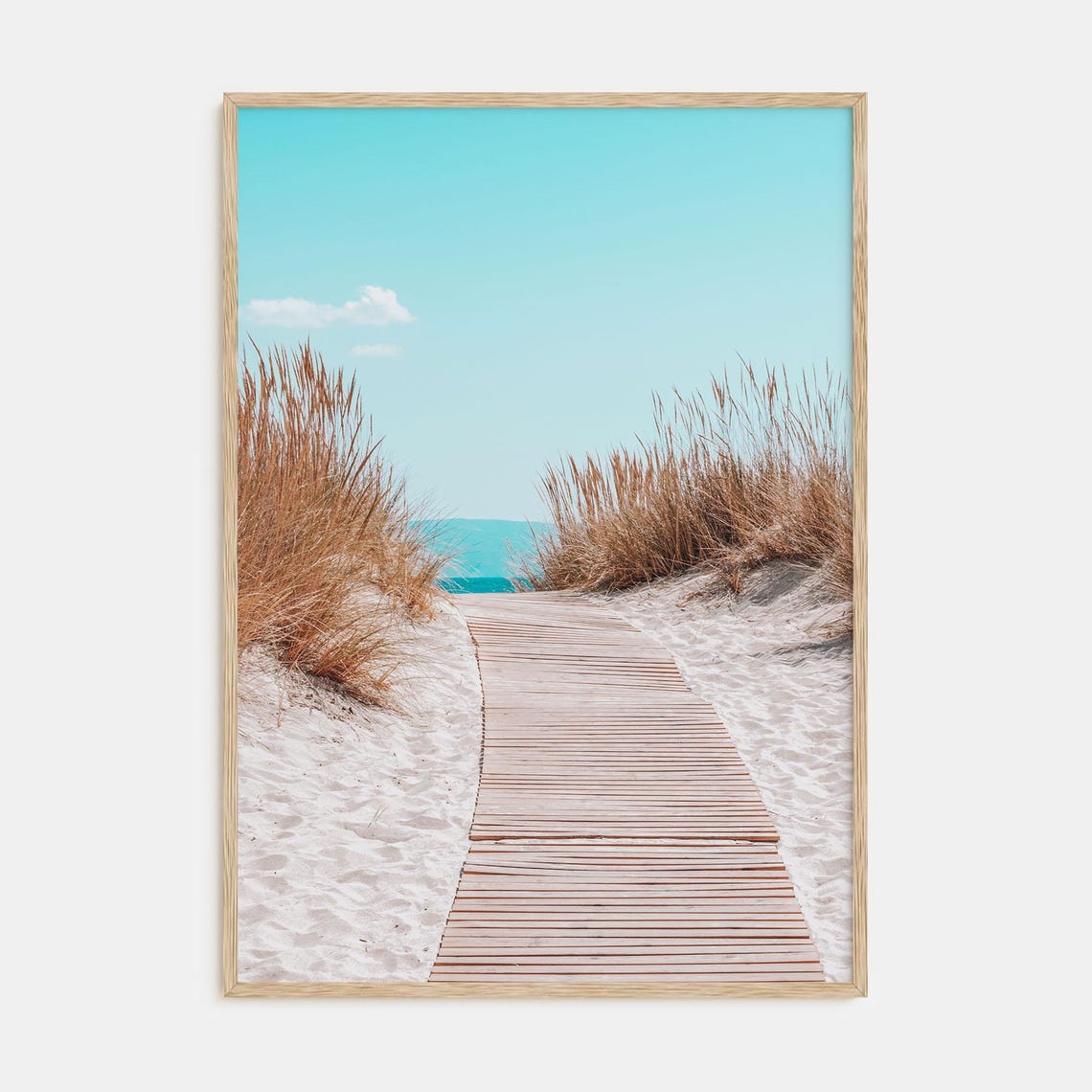 Wooden Boardwalk Over Dunes to Turquoise Beach Summer Poster