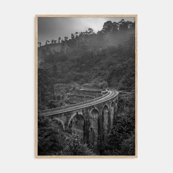Fine Art Train Arch Bridge Print Black White Photography Poster Wall Art Decor Modern Home Decor Gift For Train Lovers