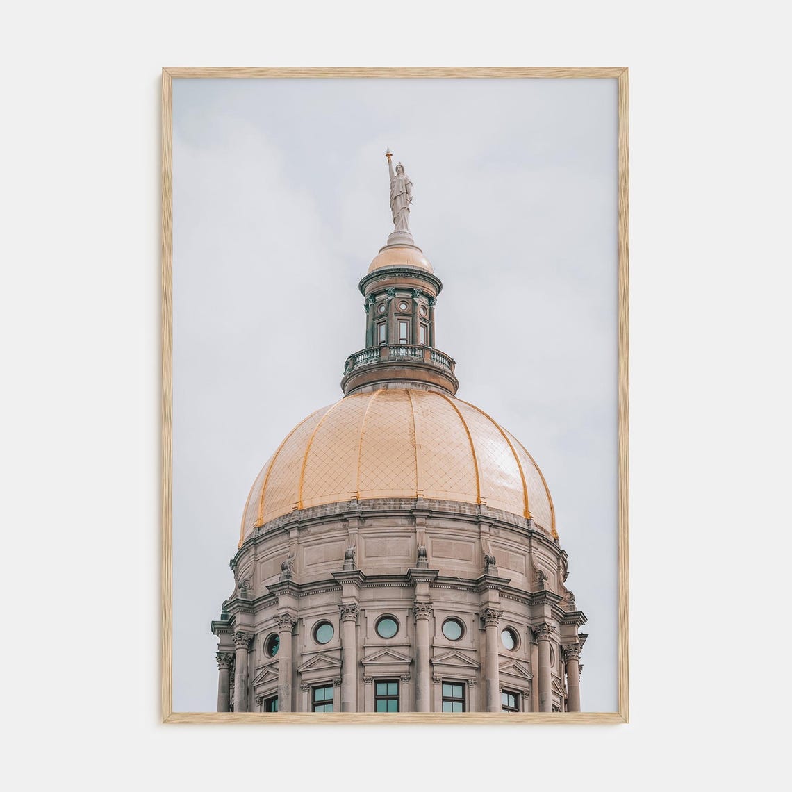Golden Dome Capitol Building Topped with a Torch Statue Poster