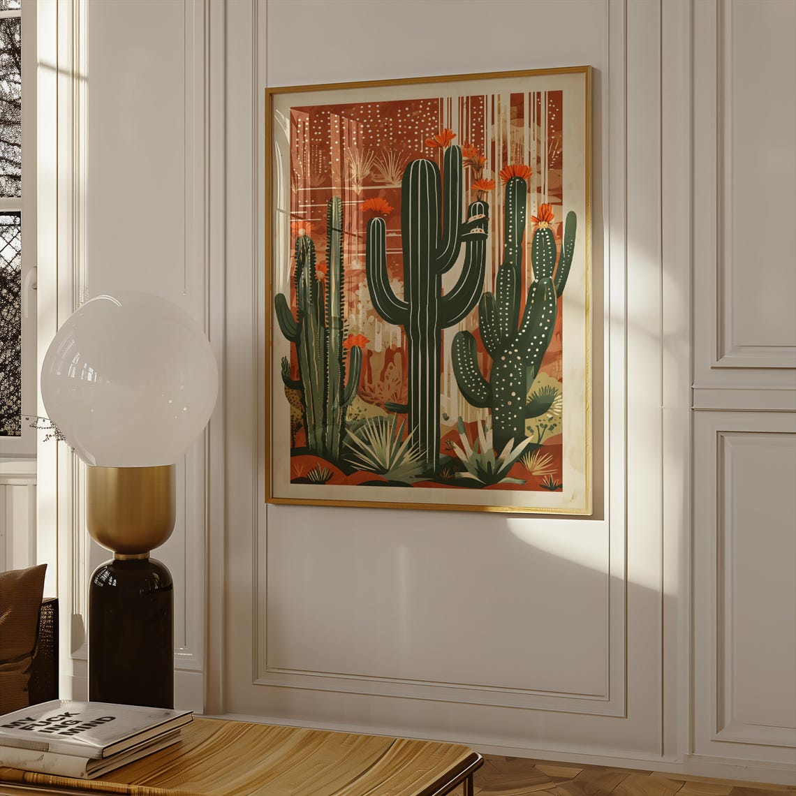 Desert Saguaro Cactus Southwest Boho Earthy Botanical Poster
