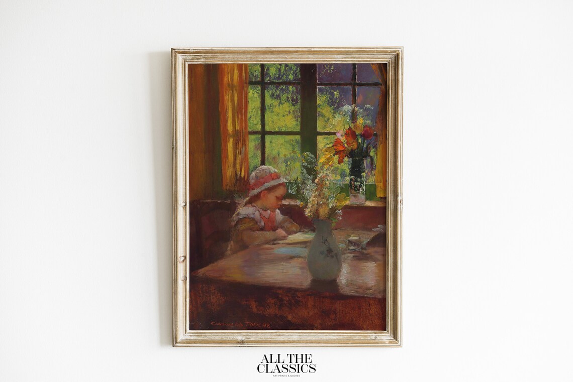 Gaston La Touche Vintage Art Print, Girl Reading