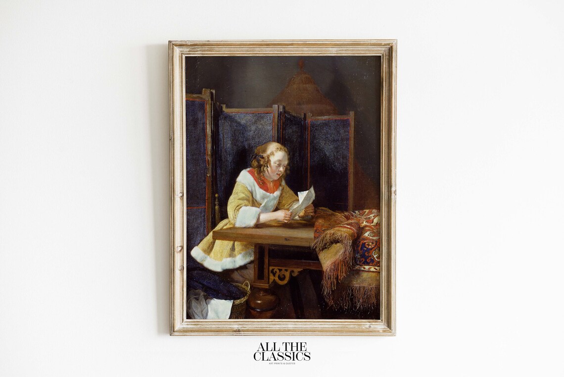 Woman Reading Letter Window Dutch Baroque Vintage Portrait Print