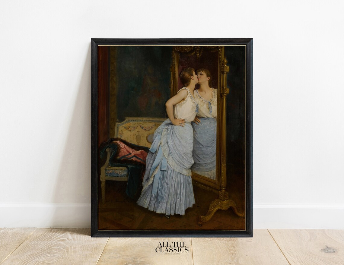 Le Miroir by Auguste Toulmouche, Victorian Portrait - Image 3