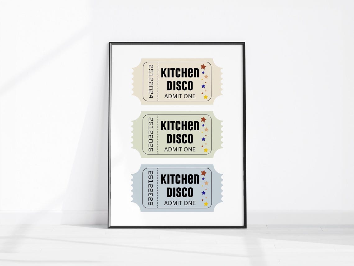 Kitchen Disco Admit One Retro Pastel Ticket Stub Wall Poster