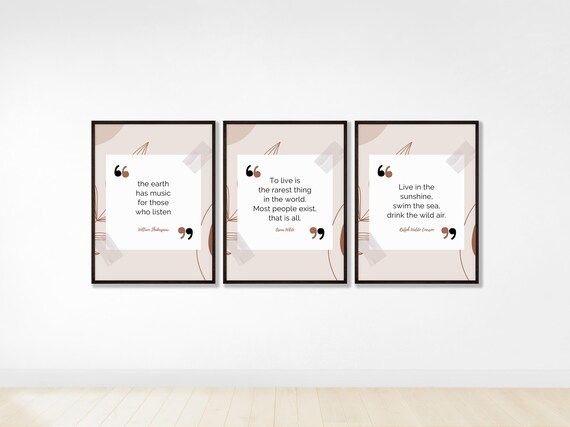Inspirational Literary Quotes Set Of 3 Neutral Boho Wall Art