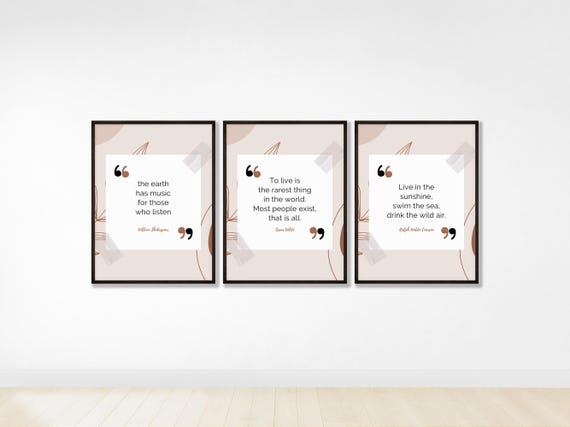Inspirational Quote Set Of 3 Home Office Decor Neutral Prints Inspiring Posters For Women Famous Motivating Wall Art