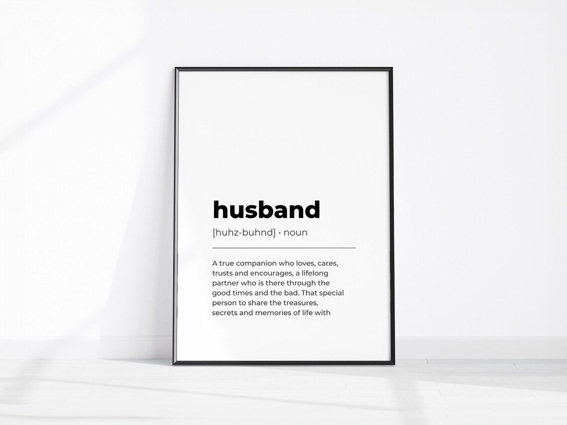 Husband Definition Noun Heartfelt Anniversary Gift Quote Poster