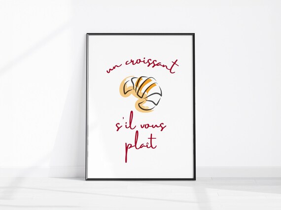 Trendy Croissant French Bakery Wall Art Kitchen Decor Cute Poster Coffee Shop Print Breakfast