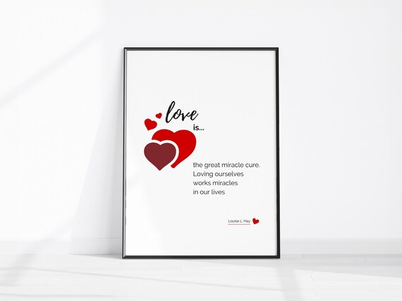 Trendy Love Is Home Decor Red Heart Wall Art Print Romantic Valentines Day Gift Living Room Poster Cute Bedroom