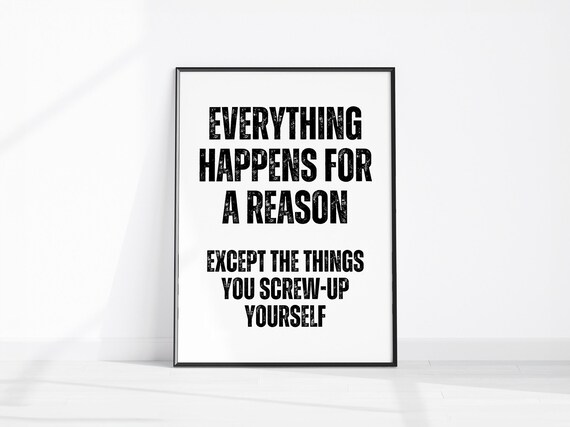 Everything Happens for a Reason Except What You Screw Up Poster