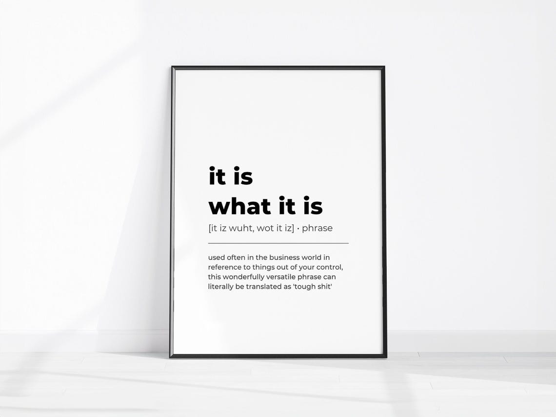 It Is What It Is Funny Sarcastic Definition Dictionary Quote Poster