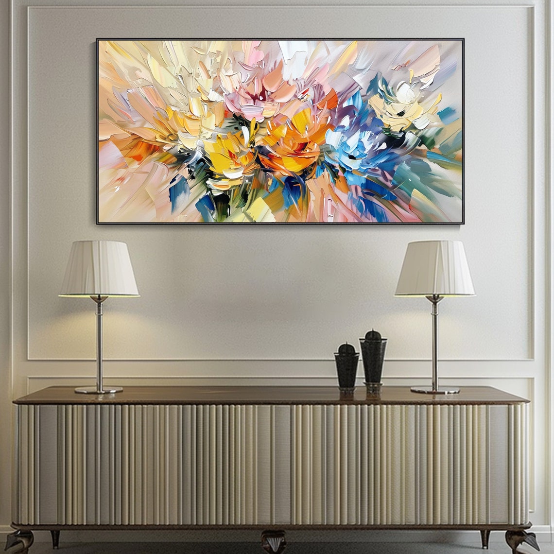 Abstract Flower Hand Oil Painting Original Living Room Wall Art Modern Fashion Floral Landscape Gift For Her Artworks Christmas Gift - Image 3