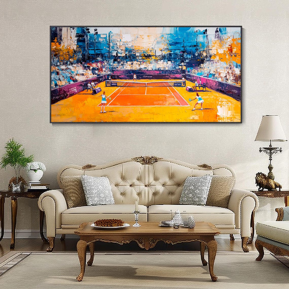 Tennis Court Abstract Thick Texture Oil Painting Custom Art Living Room Bedroom Wall Decor Gift For Tennis Lovers Sport Theme Palette - Image 4