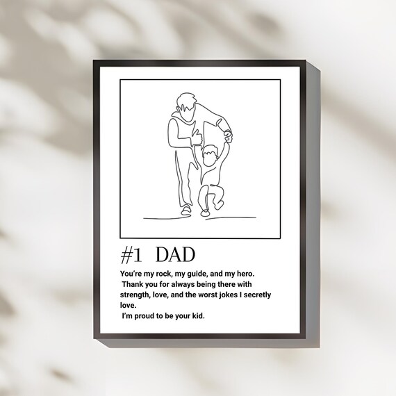 Number One Dad Line Art Heartfelt Father Appreciation Poster