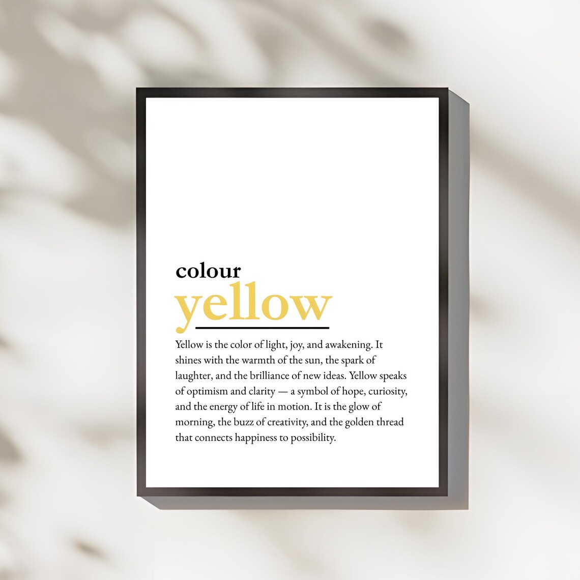 Colour Yellow Definition Poster With Joy Meaning Modern Quote Typography