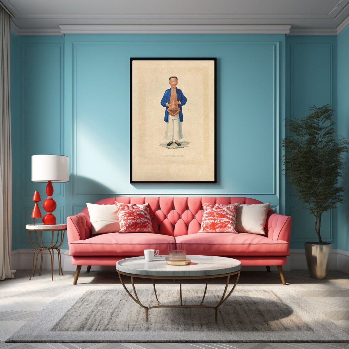 Antique Medical Lithograph of a Standing Figure Vintage Poster
