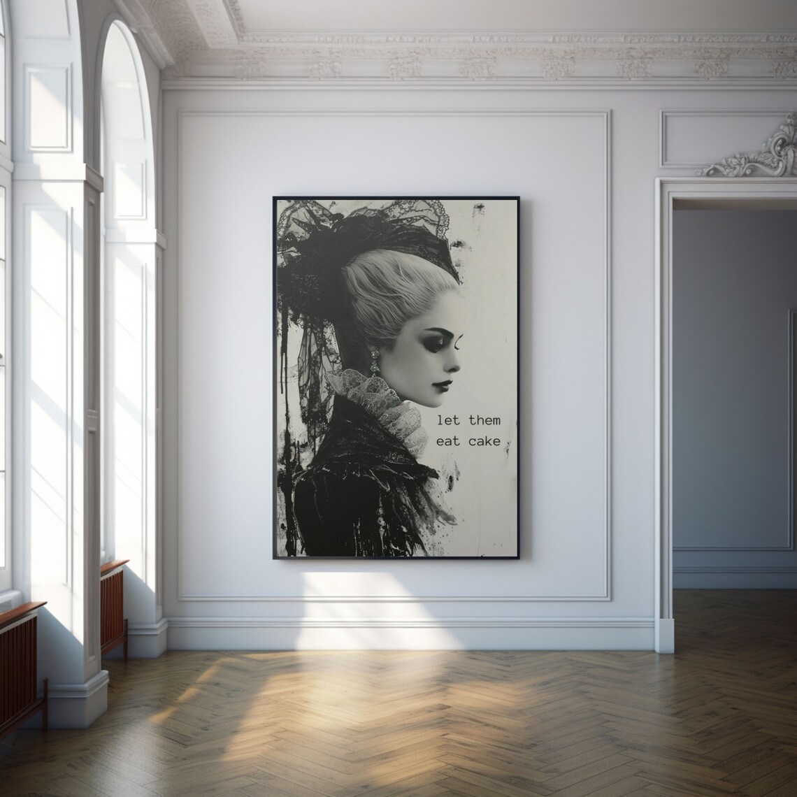 Marie Antoinette Black and White Art Print, Let Them Eat Cake