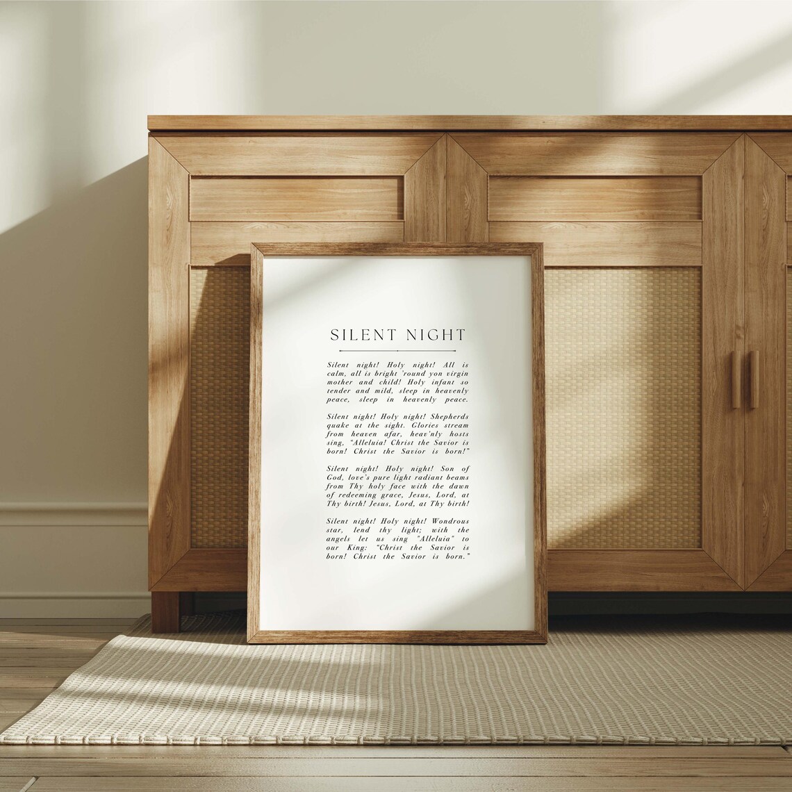 Silent Night Minimalist Hymn Lyrics Typography Christmas Poster - Image 3