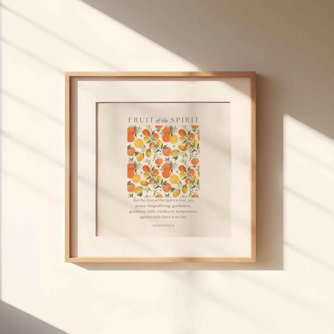 Fruit of the Spirit Galatians 5:22-23 Citrus Orange Pattern Bible Verse Poster - Image 2