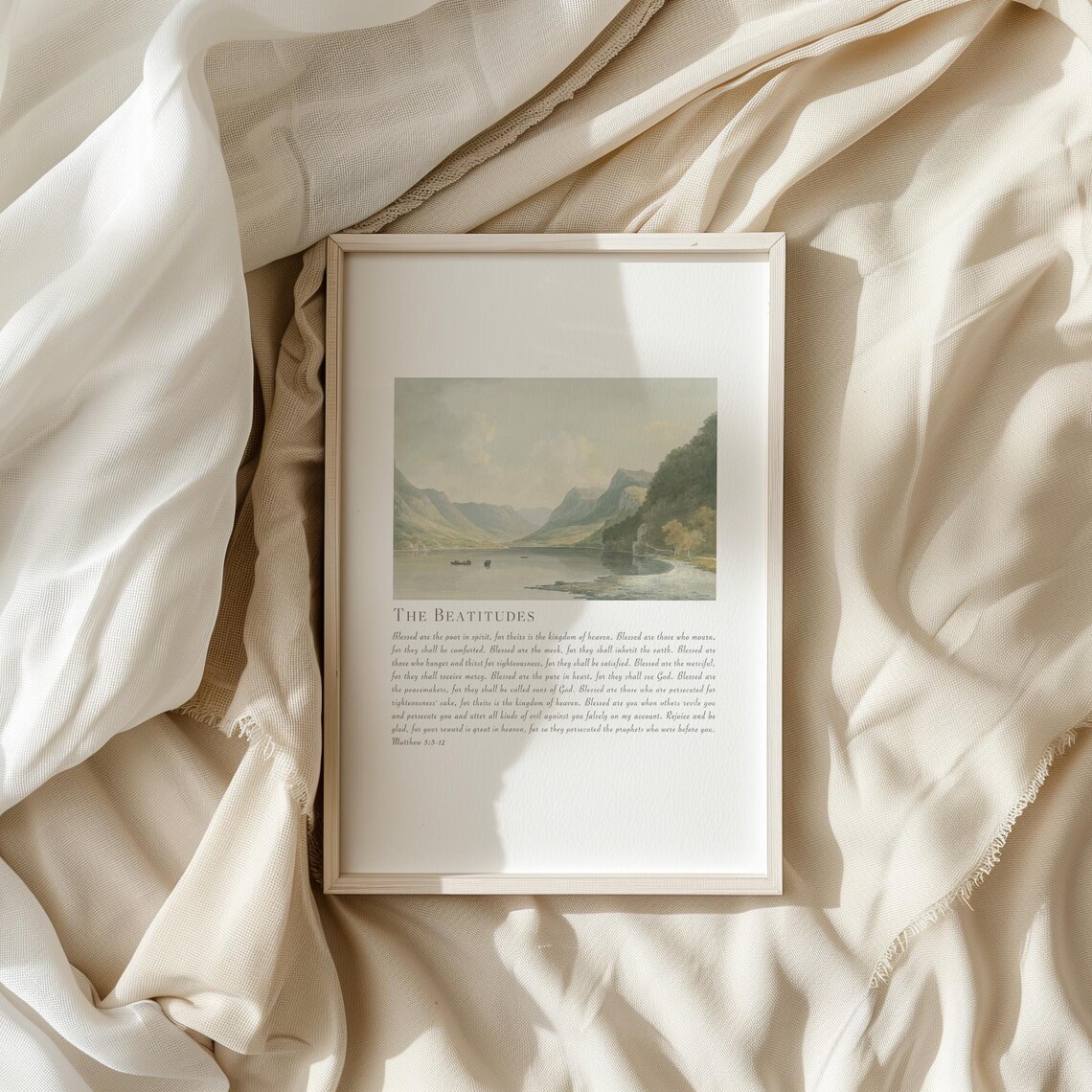 The Beatitudes Coastal Vintage Scripture Art Print - Image 4