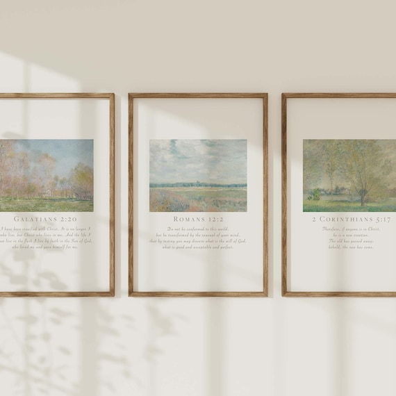Galatians Romans Corinthians Spring Landscape Scripture Set of 3 Posters