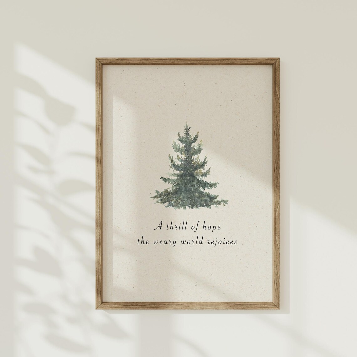 A Thrill Of Hope Evergreen Watercolor Christmas Quote Holiday Poster