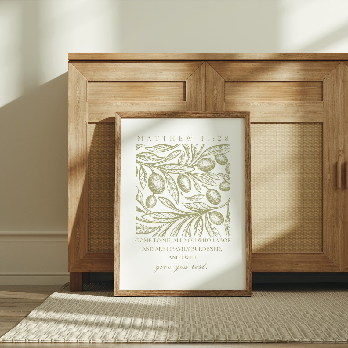 Matthew 11:28 Olive Branch Illustration Come To Me Scripture Poster - Image 2