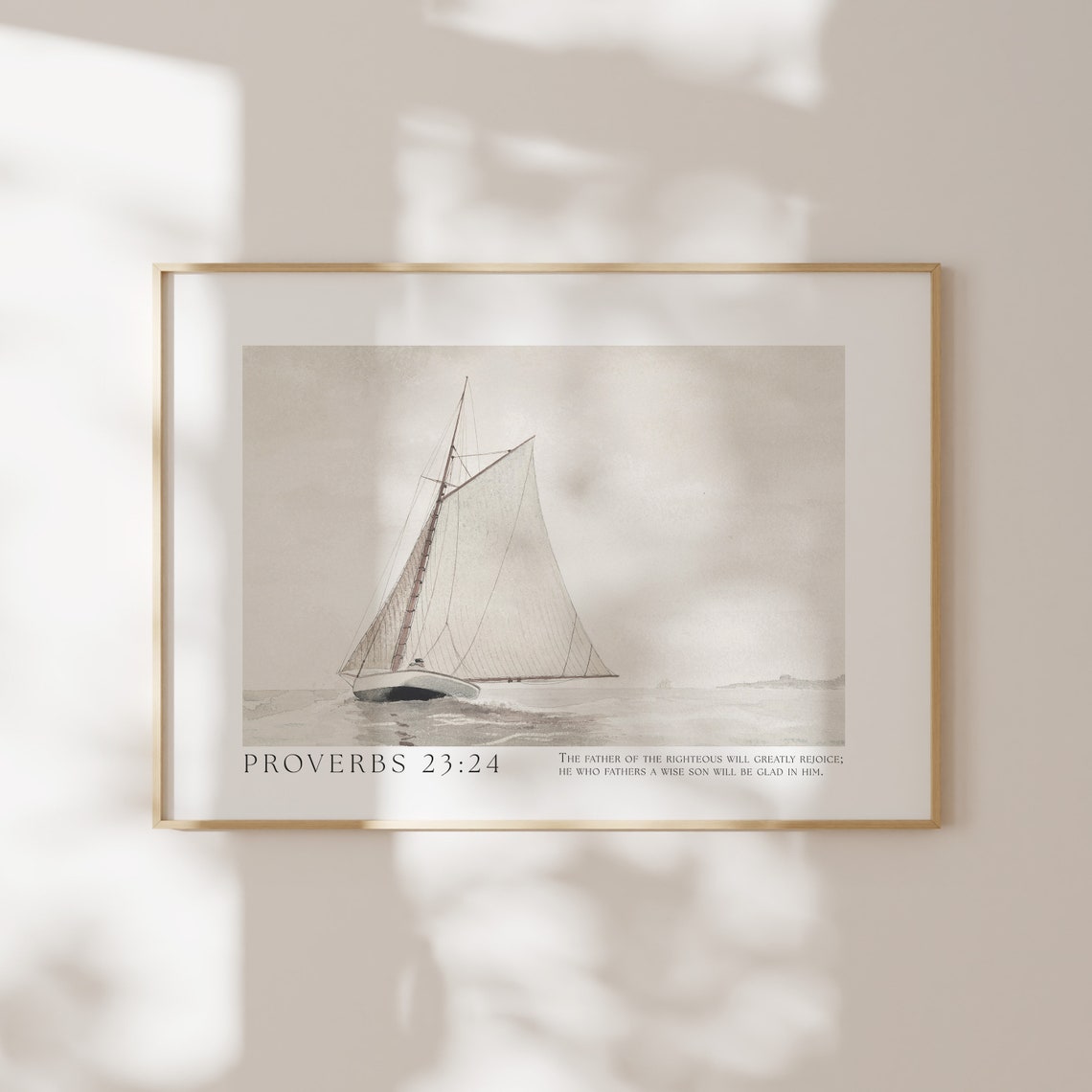 Proverbs 23:24 Vintage Sailboat Nautical Father's Day Scripture Poster