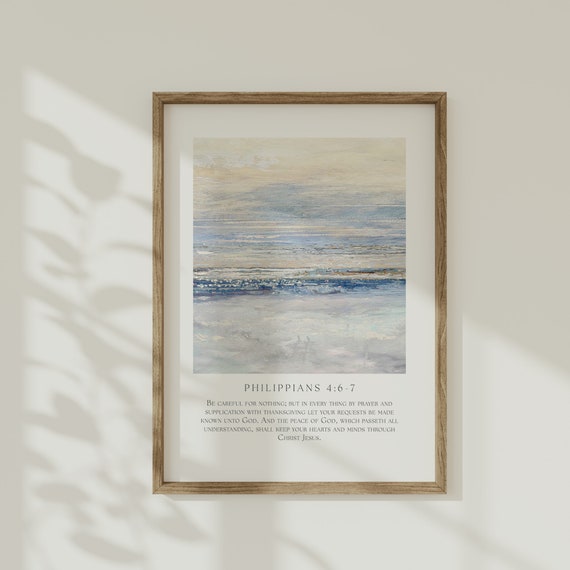 Philippians 4:6-7 Ocean Landscape Art Print
