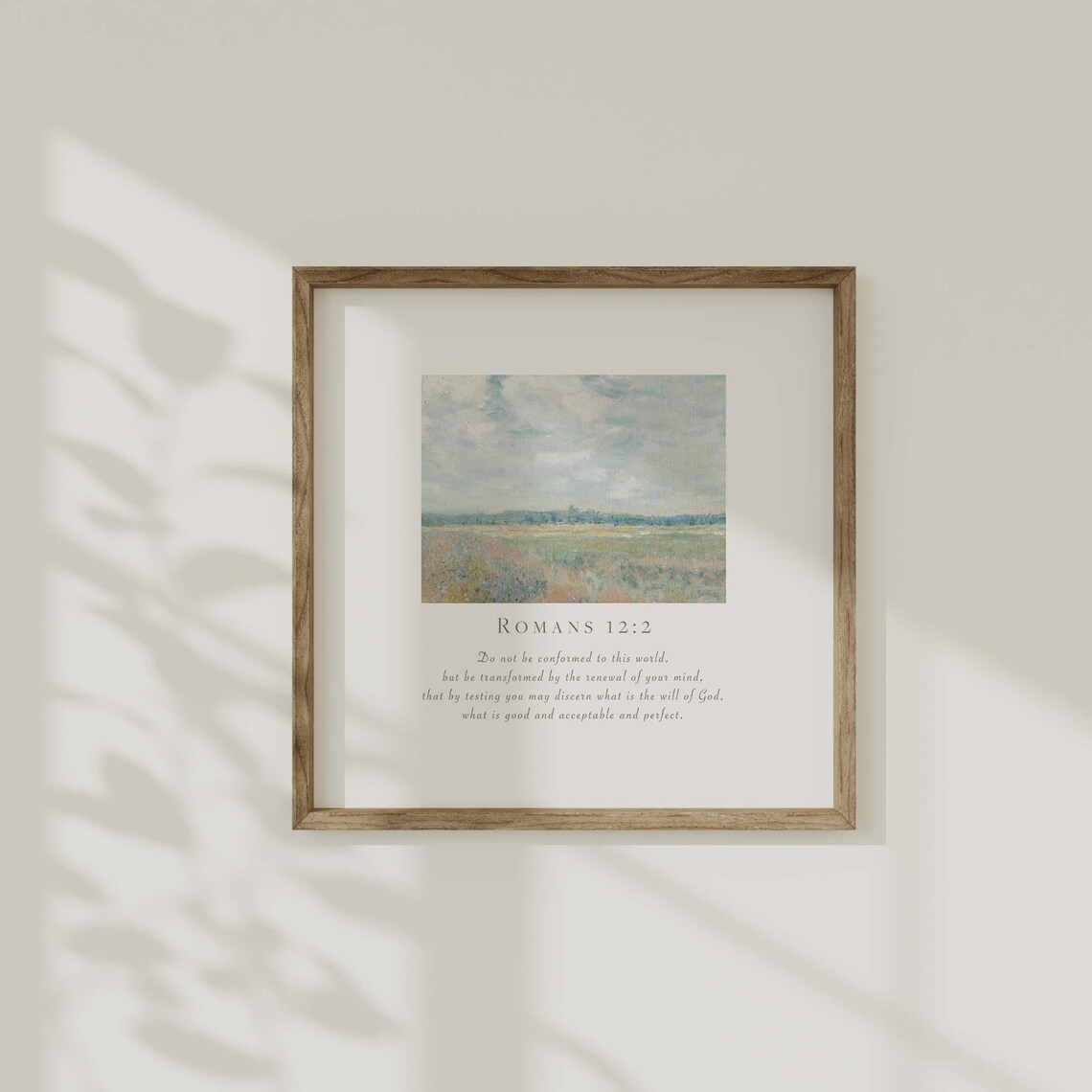Romans 12:2 Renewal of Your Mind Cloudy Meadow Impressionist Scripture Poster - Image 2