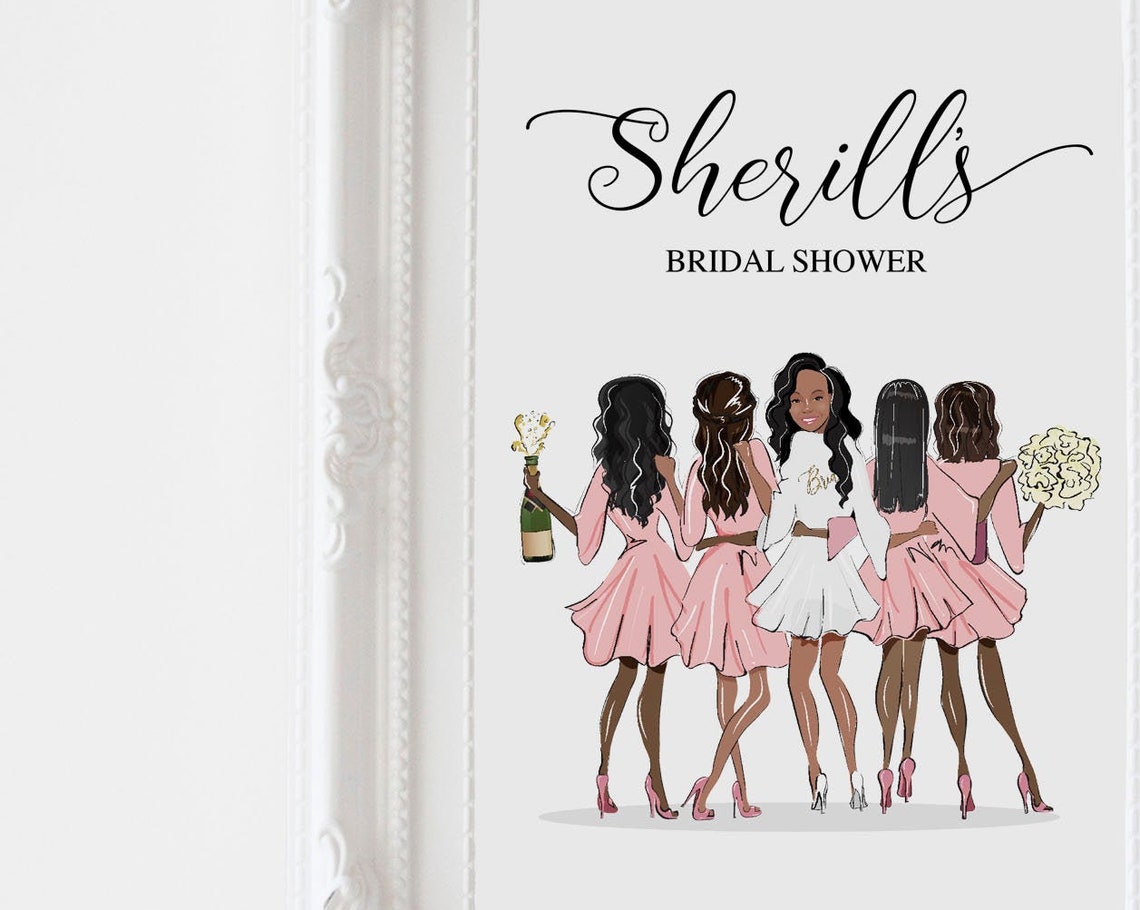 Personalized Bridal Shower Welcome Sign Bride and Bridesmaids Wall Art