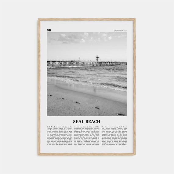 Seal Beach Black And White Travel Poster, California